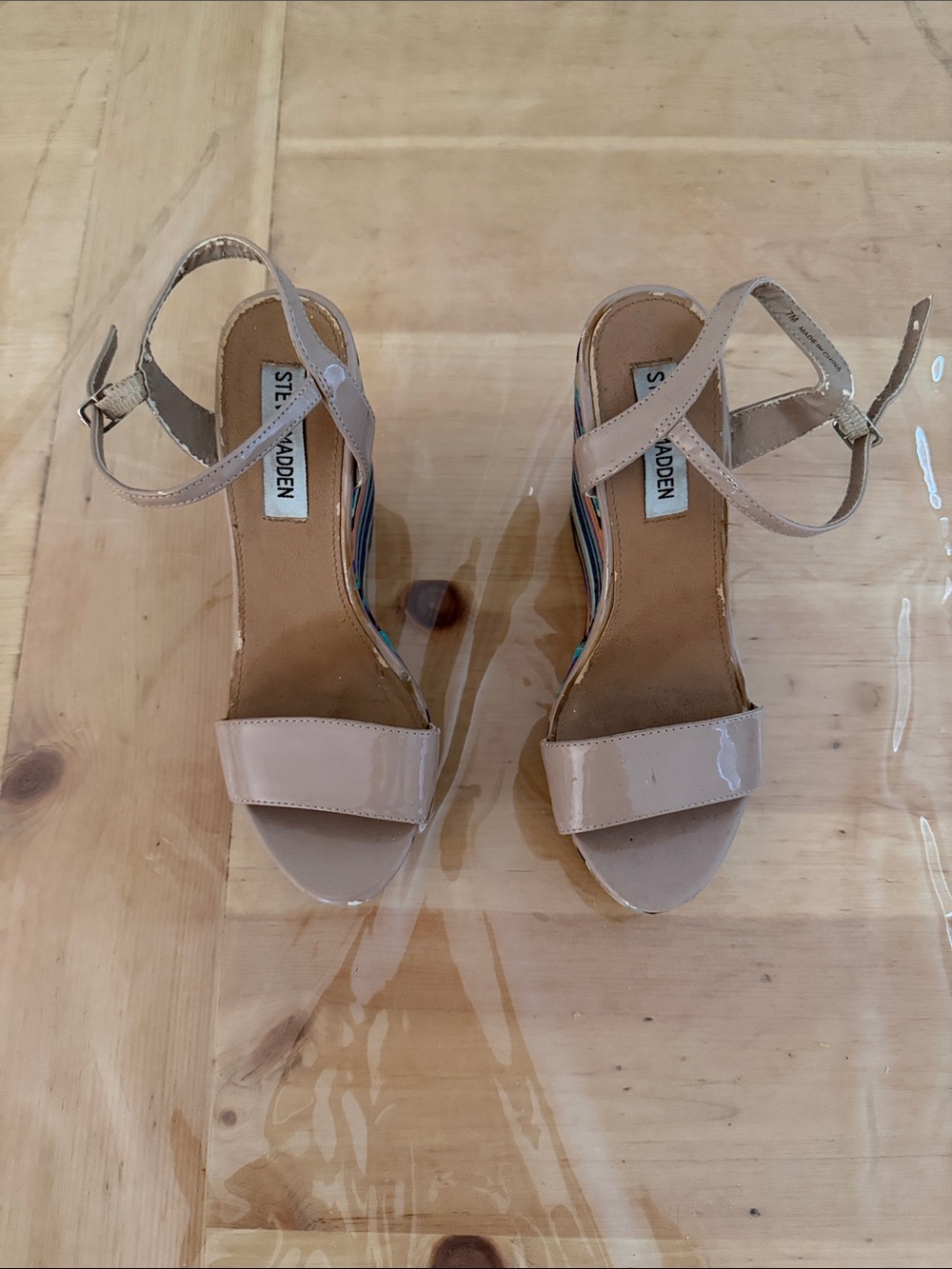 Steve Madden Nude Patent Ankle-Strap Heels
